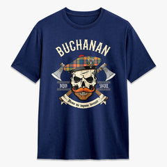 Buchanan Ancient Tartan Crest 2D T-shirt - Alba Skull Style
