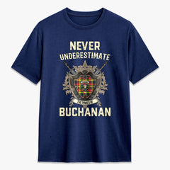 Buchanan Modern Tartan Crest 2D T-shirt - Never Underestimate Style