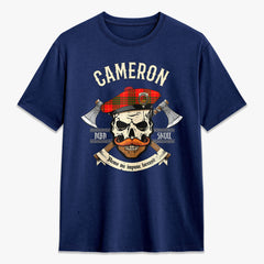 Cameron Modern Tartan Crest 2D T-shirt - Alba Skull Style