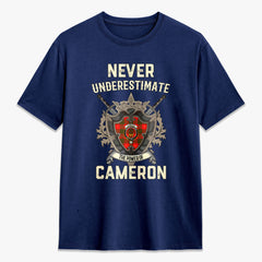Cameron Modern Tartan Crest 2D T-shirt - Never Underestimate Style