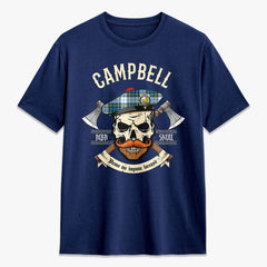 Campbell Dress Ancient Tartan Crest 2D T-shirt - Alba Skull Style