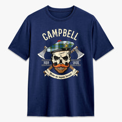 Campbell Dress Tartan Crest 2D T-shirt - Alba Skull Style