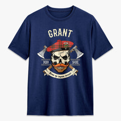 Grant Weathered Tartan Crest 2D T-shirt - Alba Skull Style