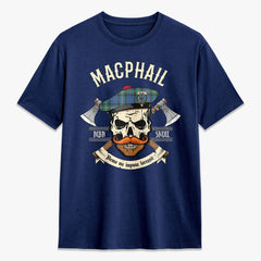 MacPhail Hunting Ancient Tartan Crest 2D T-shirt - Alba Skull Style
