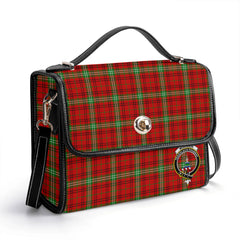 Morrison Red Modern Tartan Crest Satchel Bag