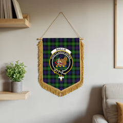 Baillie Tartan Crest Wall Hanging Banner - Wood Pole