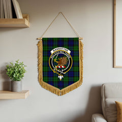 Bannatyne Tartan Crest Wall Hanging Banner - Wood Pole