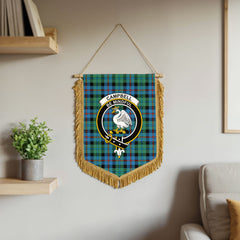 Campbell of Cawdor Ancient Tartan Crest Wall Hanging Banner - Wood Pole