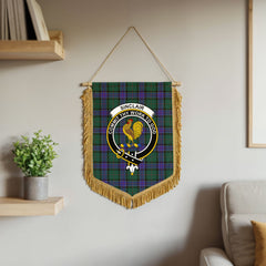 Sinclair Hunting Modern Tartan Crest Wall Hanging Banner - Wood Pole