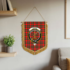 Spens (or Spence) Tartan Crest Wall Hanging Banner - Wood Pole