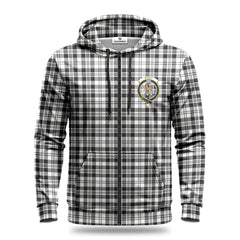 Scott Black & White Modern Tartan Crest Hoodie
