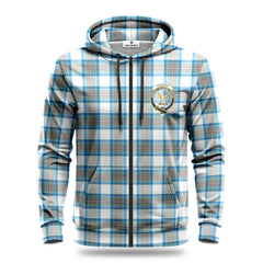 Stewart Muted Blue Tartan Crest Hoodie