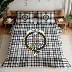 Scott Black & White Modern Tartan Crest Bedding Set