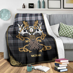 McRae Dress Modern Tartan Crest Premium Blanket - Celtic Stag style