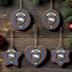 Beaton Modern Tartan Crest Christmas Ceramic Ornament