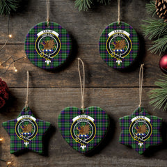 Leslie Hunting Tartan Crest Christmas Ceramic Ornament