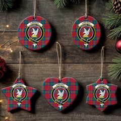 Lindsay Modern Tartan Crest Christmas Ceramic Ornament