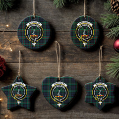 MacKinlay Modern Tartan Crest Christmas Ceramic Ornament