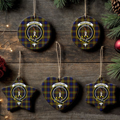 MacLellan Modern Tartan Crest Christmas Ceramic Ornament