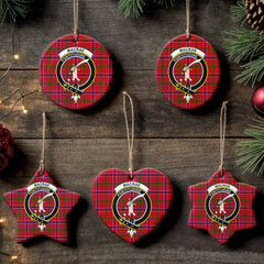 MacRae Modern Tartan Crest Christmas Ceramic Ornament