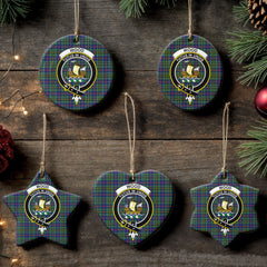 Wood Tartan Crest Christmas Ceramic Ornament