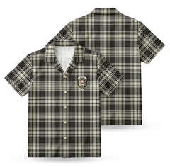 Menzies Black - White Ancient Tartan Crest Hawaiian Shirt