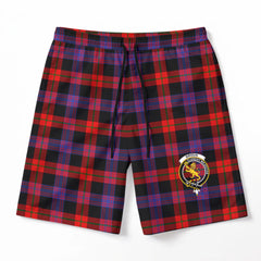 Broun Modern Tartan Crest Men's Beach Shorts