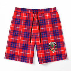 Hamilton Modern Tartan Crest Men's Beach Shorts