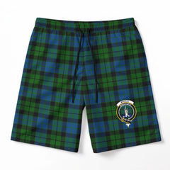 MacKay Modern Tartan Crest Men's Beach Shorts