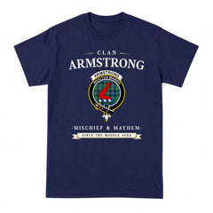 Armstrong Ancient Tartan Crest Mischief and Mayhem T-shirt