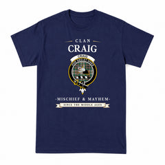 Craig Ancient Tartan Crest Mischief and Mayhem T-shirt