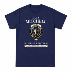 Mitchell Modern Tartan Crest Mischief and Mayhem T-shirt