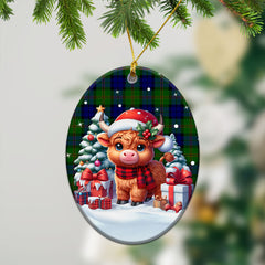 Dundas Modern Tartan Christmas Ceramic Ornament - Highland Cow Winter Style