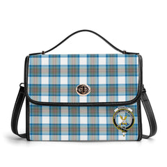 Stewart Muted Blue Tartan Crest Satchel Bag