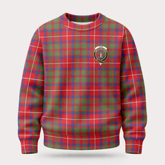 Shaw Red Modern Tartan Crest Sweater