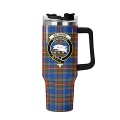 Bethune Ancient Tartan Crest 40 oz Insulated Tumbler with Handle