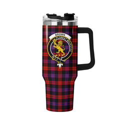 Brown Modern Tartan Crest 40 oz Insulated Tumbler with Handle