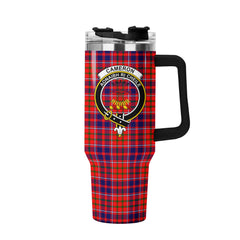 Cameron of Lochiel Modern Tartan Crest 40 oz Insulated Tumbler with Handle
