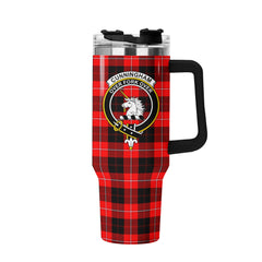 Cunningham Modern Tartan Crest 40 oz Insulated Tumbler with Handle