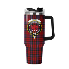 Kelly of Sleat Red Tartan Crest 40 oz Insulated Tumbler with Handle