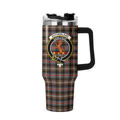 Sutherland Weathered Tartan Crest 40 oz Insulated Tumbler with Handle