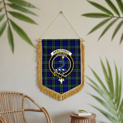 Arbuthnot Modern Tartan Crest Wall Hanging Banner - Wood Pole