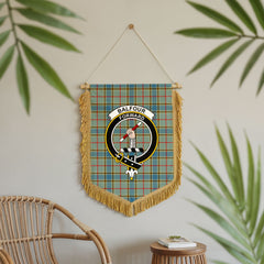 Balfour Blue Tartan Crest Wall Hanging Banner - Wood Pole