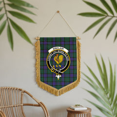 Sinclair Hunting Modern Tartan Crest Wall Hanging Banner - Wood Pole