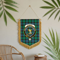 Stewart Old Ancient Tartan Crest Wall Hanging Banner - Wood Pole