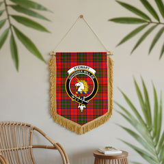 Stewart of Appin Modern Tartan Crest Wall Hanging Banner - Wood Pole