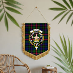 Urquhart Modern Tartan Crest Wall Hanging Banner - Wood Pole