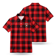 Cunningham Modern Tartan Crest Birdseye Mesh Polo Shirt