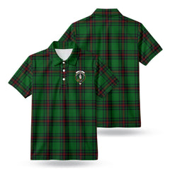 Logie Tartan Crest Birdseye Mesh Polo Shirt