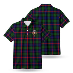 Urquhart Modern Tartan Crest Birdseye Mesh Polo Shirt